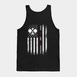 Funny 4th Of July Pickleball player gift,peace love pickleball usa flag Racquetball Players Paddleball Sports patriotic  Lover Tank Top